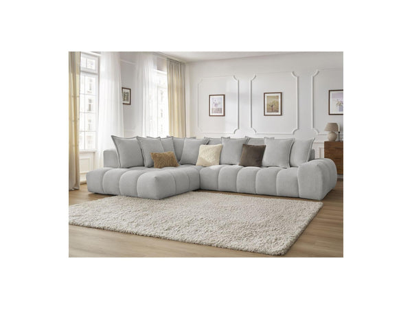 Everest - Canapé D'Angle Fixe - Tissu Chiné - Angle Gauche - 10 Coussins