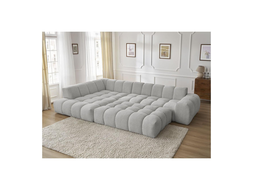 Everest - Canapé D'Angle Fixe - Tissu Chiné - Angle Gauche - 10 Coussins