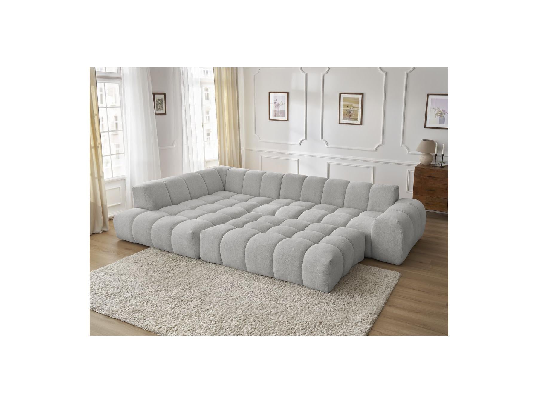 Everest - Canapé D'Angle Fixe - Tissu Chiné - Angle Gauche - 10 Coussins