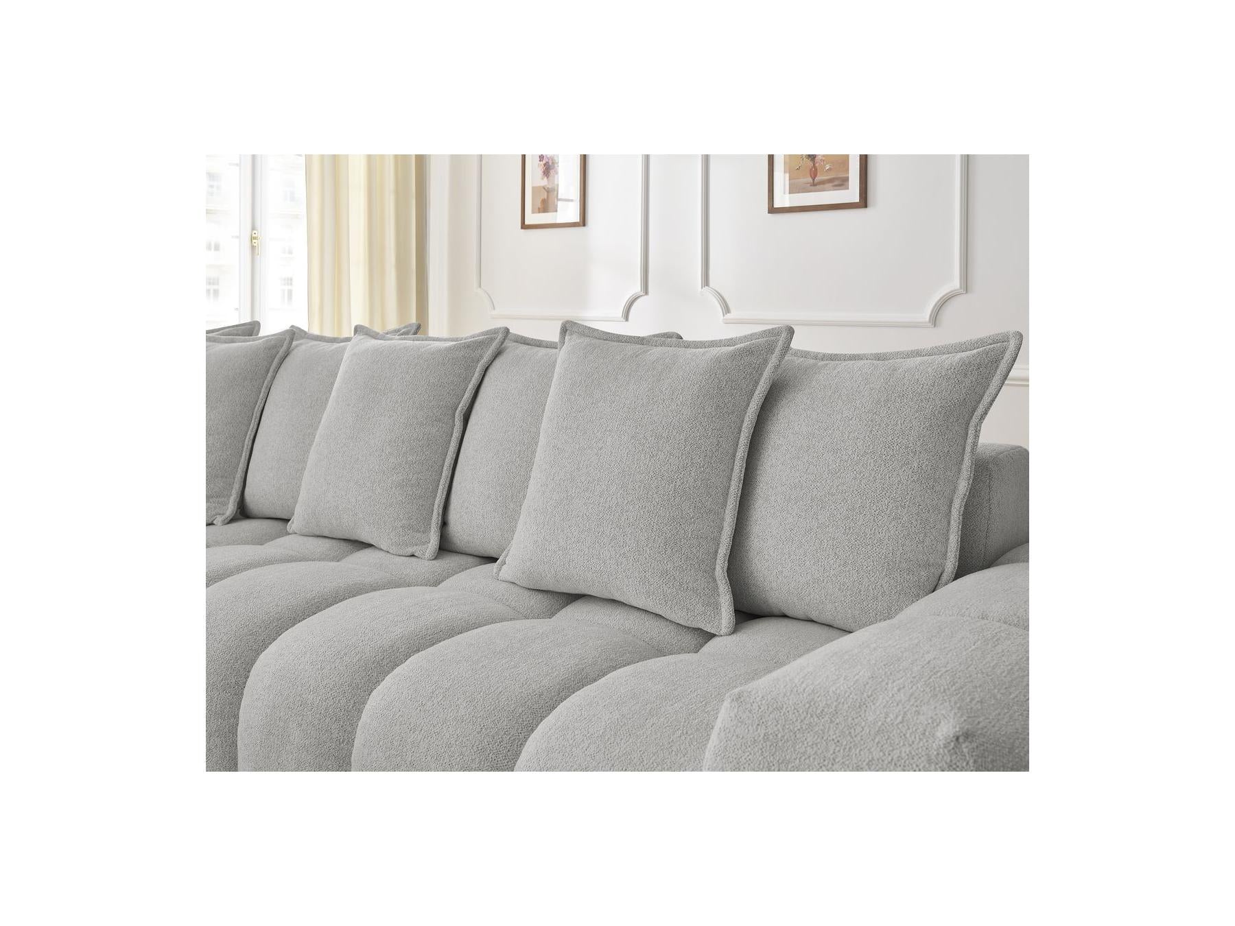 Everest - Canapé D'Angle Fixe - Tissu Chiné - Angle Gauche - 10 Coussins