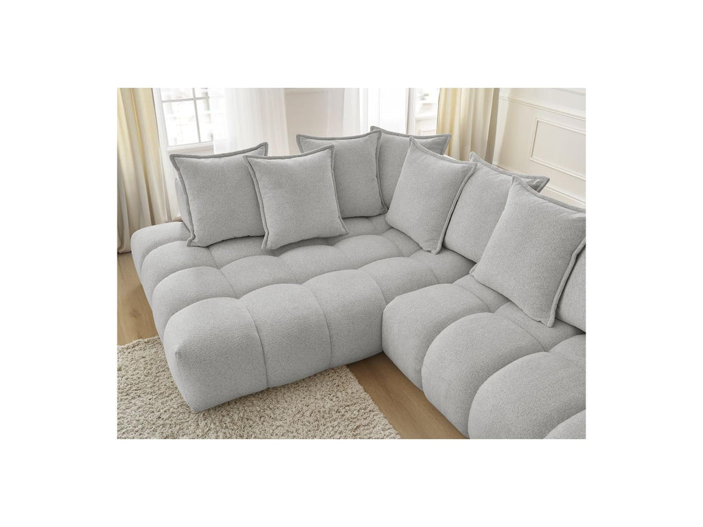 Everest - Canapé D'Angle Fixe - Tissu Chiné - Angle Gauche - 10 Coussins