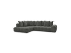 Everest - Canapé D'Angle Fixe - Tissu Chiné - Angle Gauche - 10 Coussins