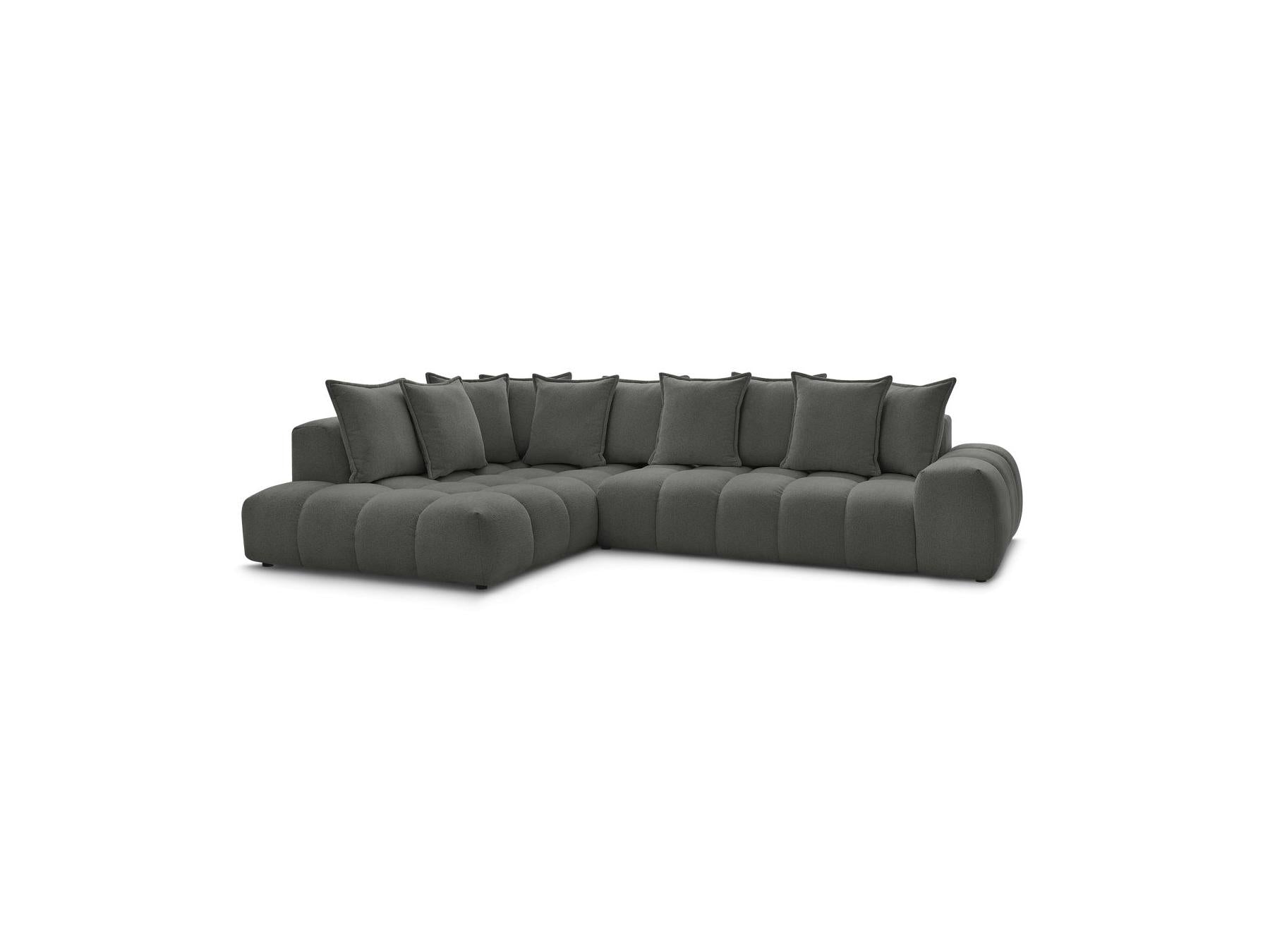 Everest - Canapé D'Angle Fixe - Tissu Chiné - Angle Gauche - 10 Coussins