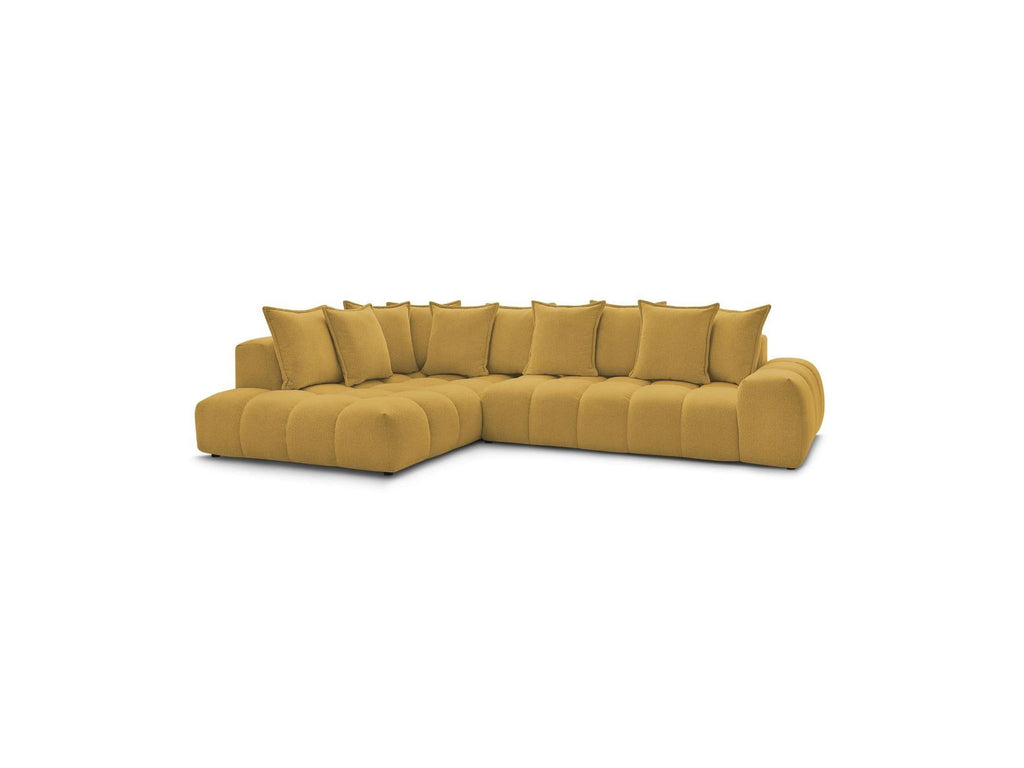 Everest - Canapé D'Angle Fixe - Tissu Chiné - Angle Gauche - 10 Coussins