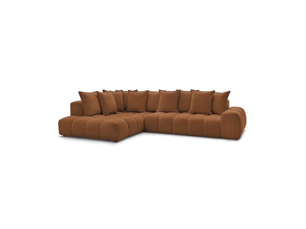 Everest - Canapé D'Angle Fixe - Tissu Chiné - Angle Gauche - 10 Coussins