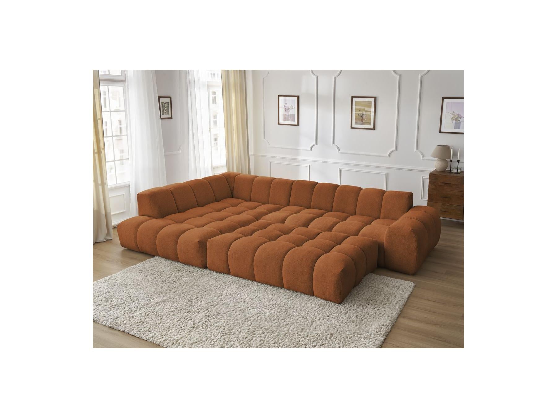 Everest - Canapé D'Angle Fixe - Tissu Chiné - Angle Gauche - 10 Coussins
