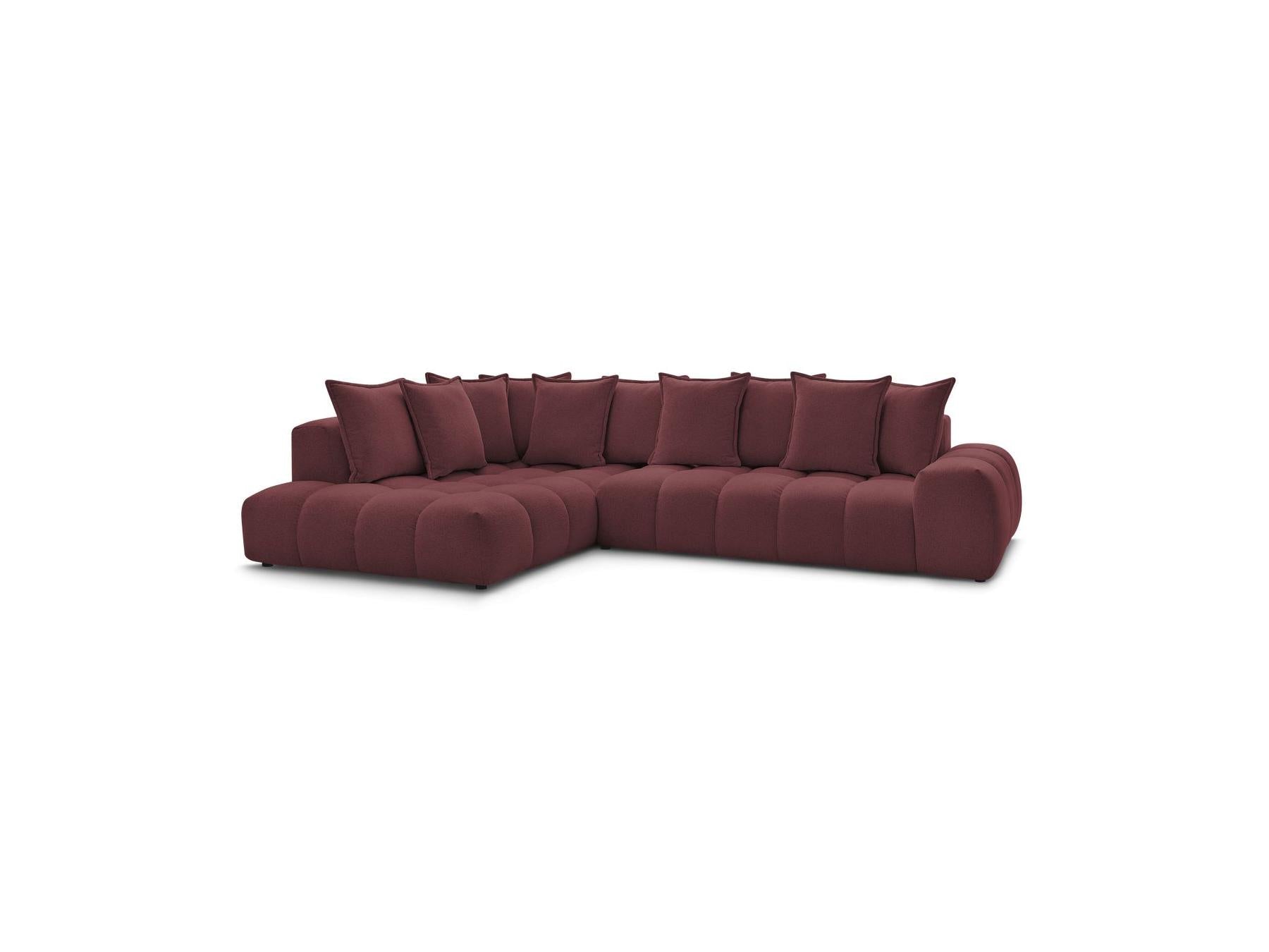 Everest - Canapé D'Angle Fixe - Tissu Chiné - Angle Gauche - 10 Coussins