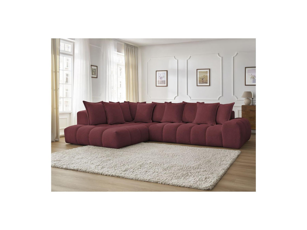 Everest - Canapé D'Angle Fixe - Tissu Chiné - Angle Gauche - 10 Coussins