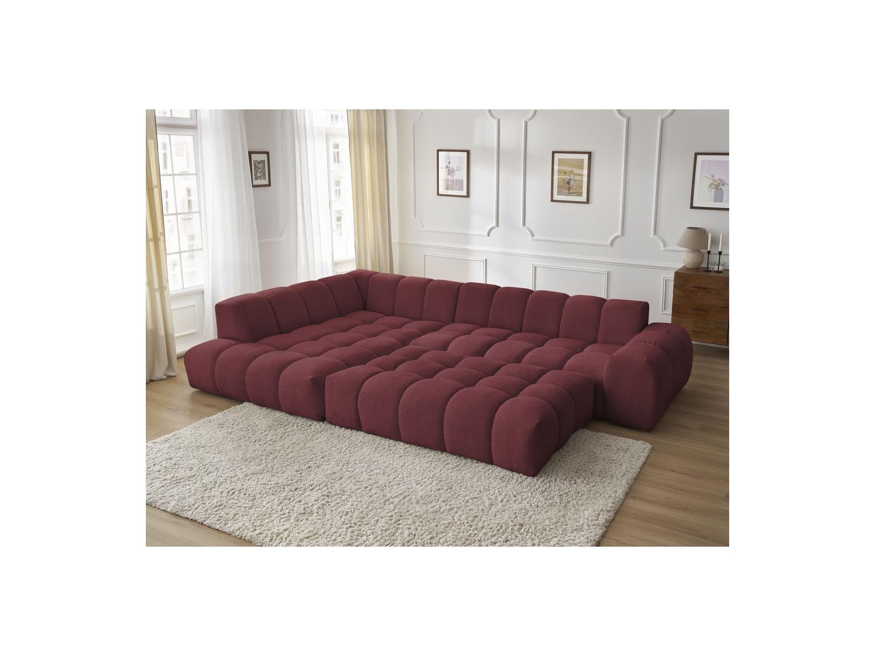 Everest - Canapé D'Angle Fixe - Tissu Chiné - Angle Gauche - 10 Coussins