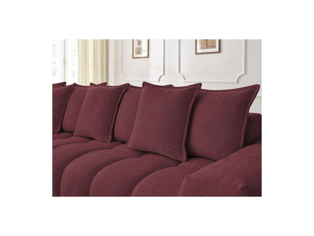Everest - Canapé D'Angle Fixe - Tissu Chiné - Angle Gauche - 10 Coussins
