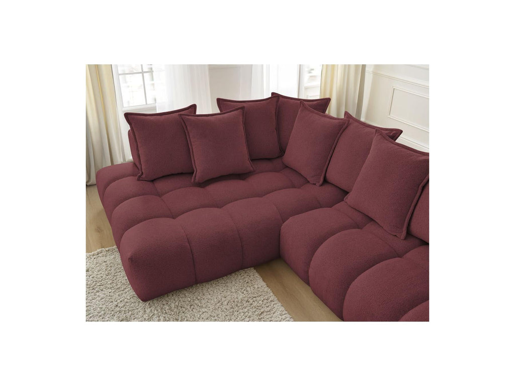 Everest - Canapé D'Angle Fixe - Tissu Chiné - Angle Gauche - 10 Coussins