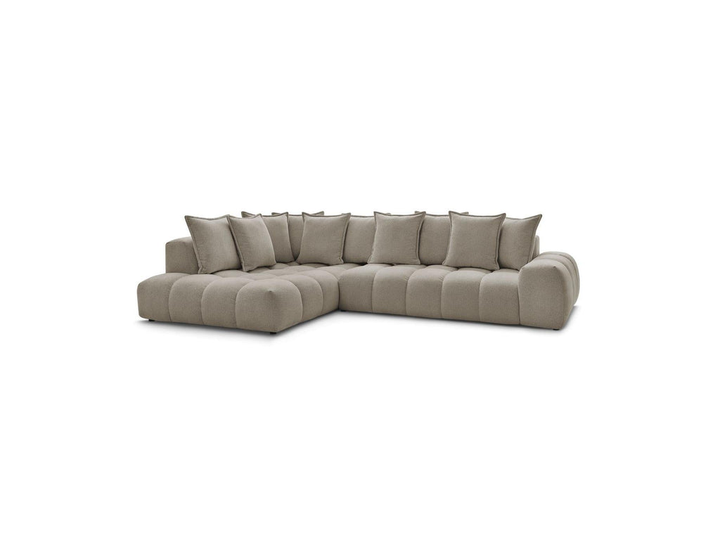 Everest - Canapé D'Angle Fixe - Tissu Chiné - Angle Gauche - 10 Coussins