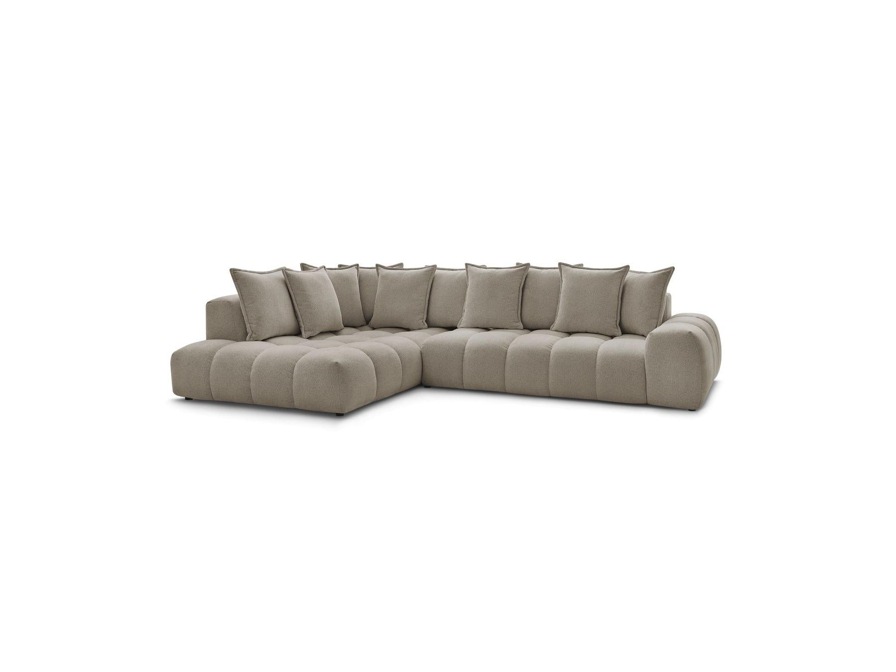 Everest - Canapé D'Angle Fixe - Tissu Chiné - Angle Gauche - 10 Coussins