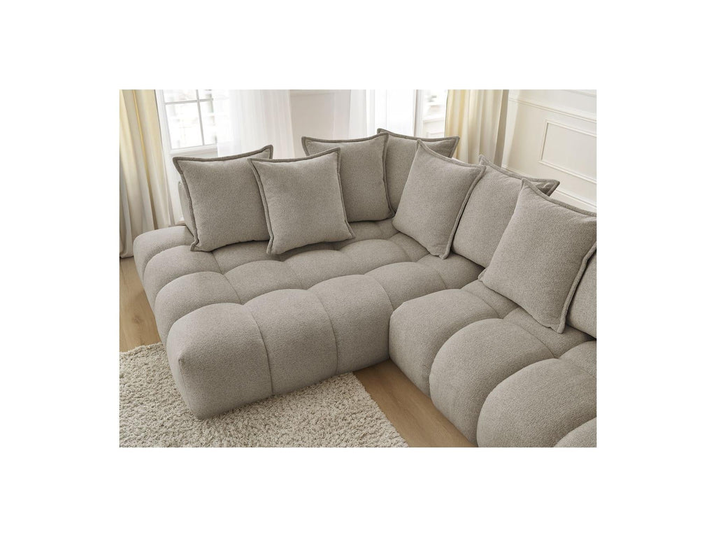 Everest - Canapé D'Angle Fixe - Tissu Chiné - Angle Gauche - 10 Coussins