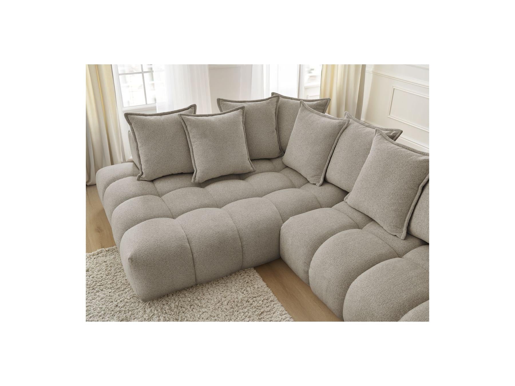 Everest - Canapé D'Angle Fixe - Tissu Chiné - Angle Gauche - 10 Coussins