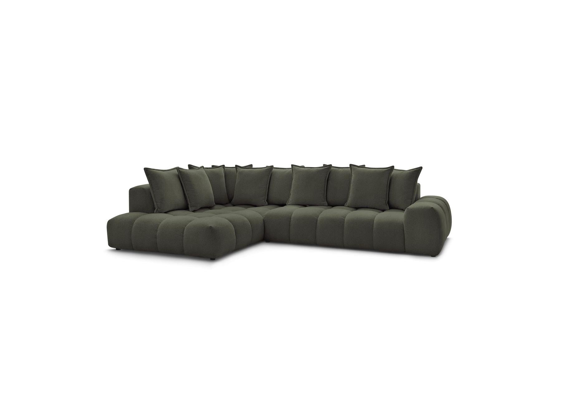 Everest - Canapé D'Angle Fixe - Tissu Chiné - Angle Gauche - 10 Coussins