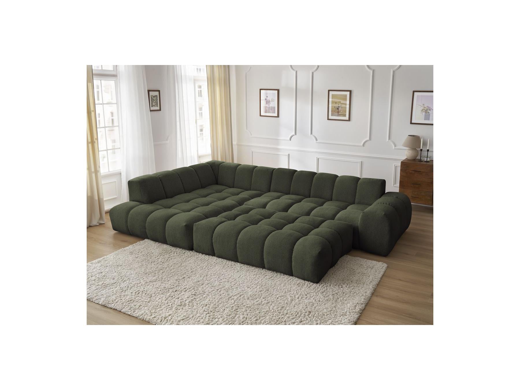 Everest - Canapé D'Angle Fixe - Tissu Chiné - Angle Gauche - 10 Coussins