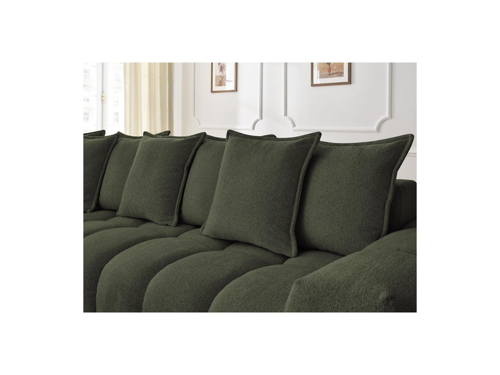 Everest - Canapé D'Angle Fixe - Tissu Chiné - Angle Gauche - 10 Coussins