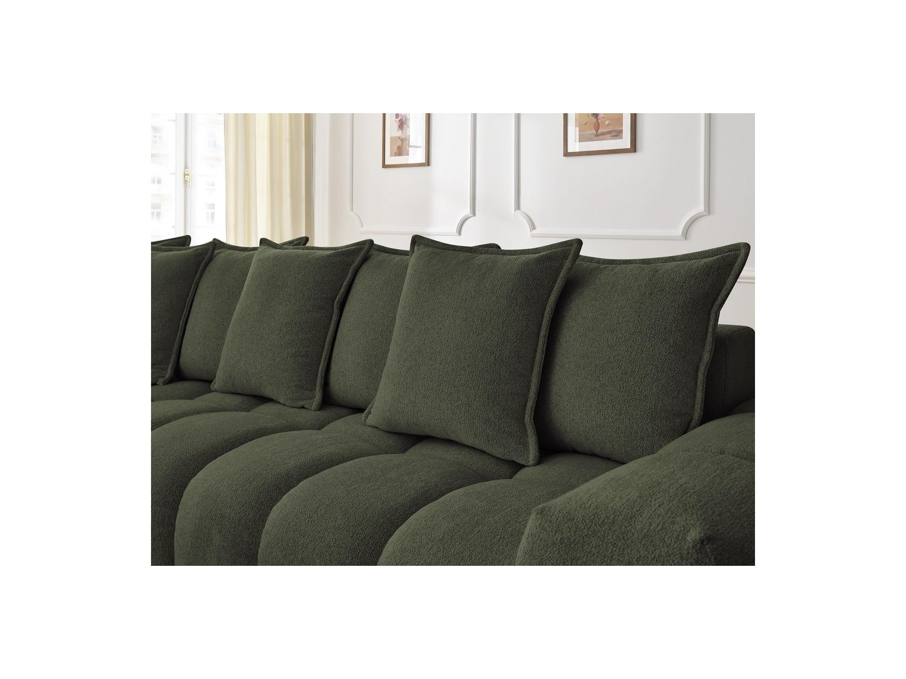 Everest - Canapé D'Angle Fixe - Tissu Chiné - Angle Gauche - 10 Coussins