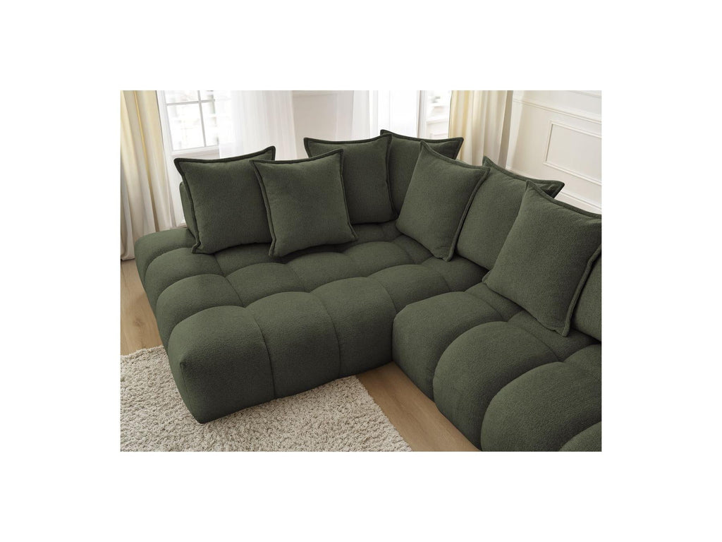 Everest - Canapé D'Angle Fixe - Tissu Chiné - Angle Gauche - 10 Coussins