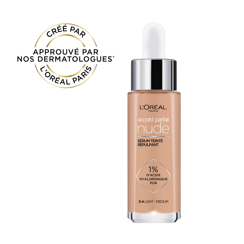 L'Oréal Paris - Coffret Sérums - Routine Repulpante Enrichie À L'Acide Hyaluronique - Accord Parfait Nude 3-4 + Revitalift Fill