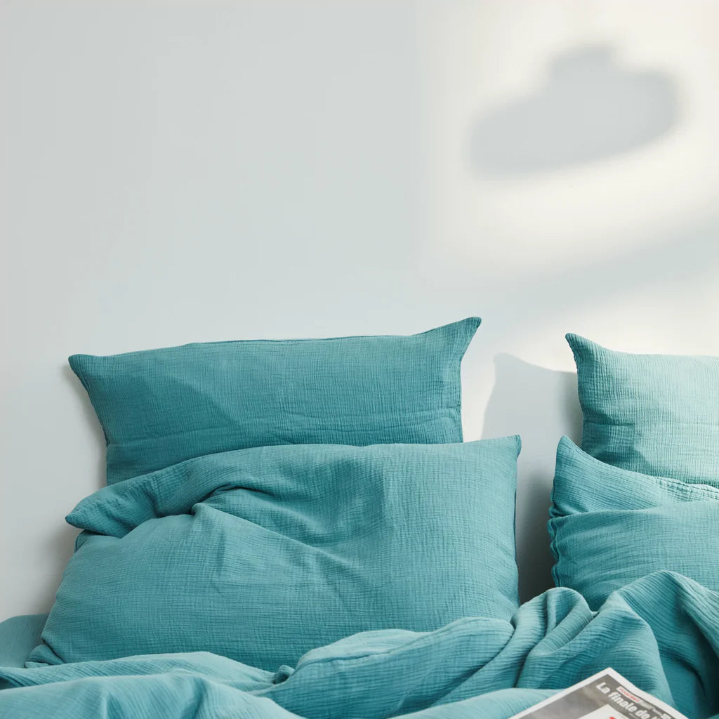 Housses De Couette 100% Gaze De Coton - Turquoise