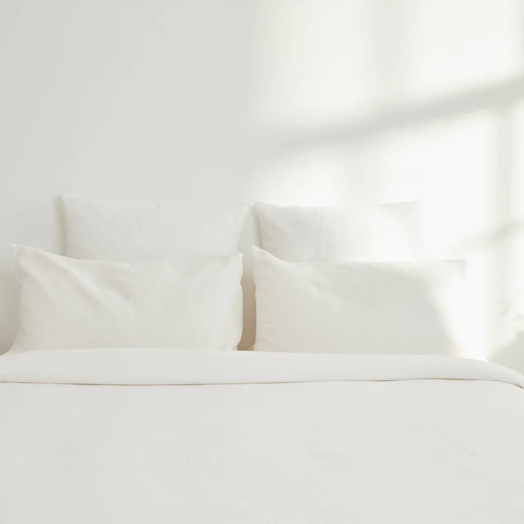 Taies D'Oreiller 100% Double Gaze De Coton - Blanc