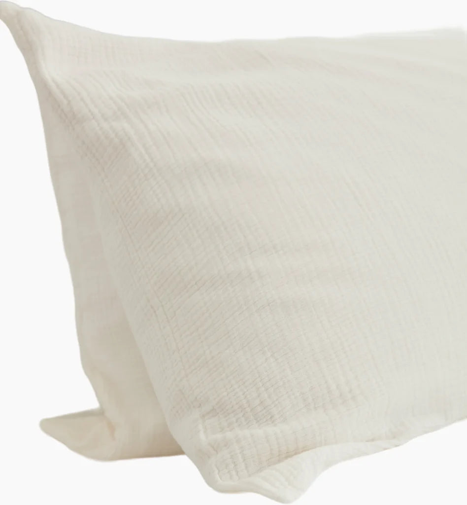 Taies D'Oreiller 100% Gaze De Coton - Blanc