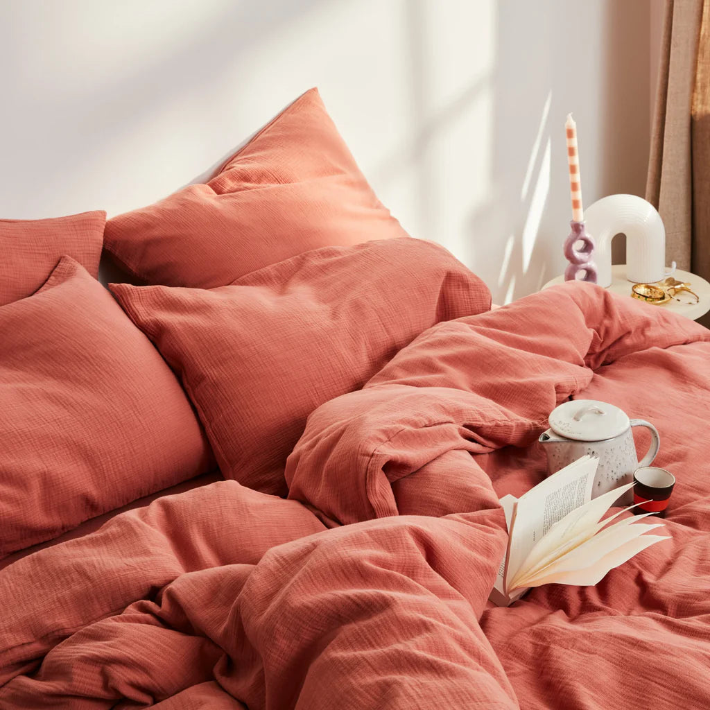 Draps Housse 100% Gaze De Coton - Rose