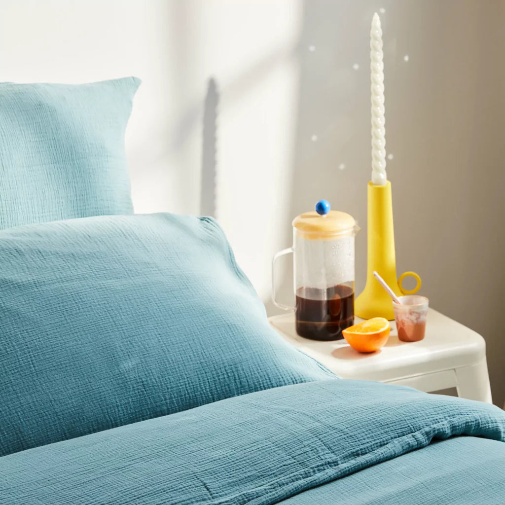 Draps Housse 100% Gaze De Coton - Turquoise