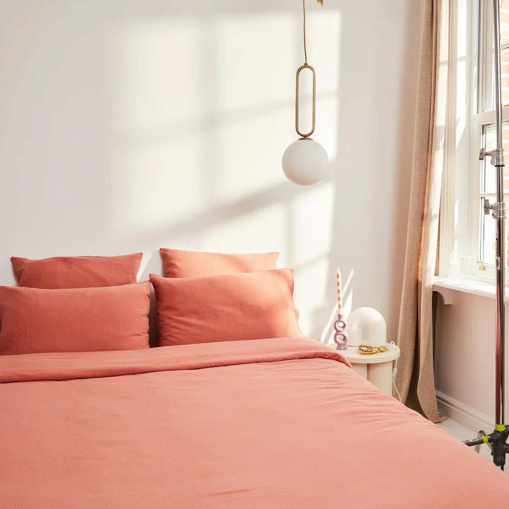Draps Housse 100% Gaze De Coton - Rose
