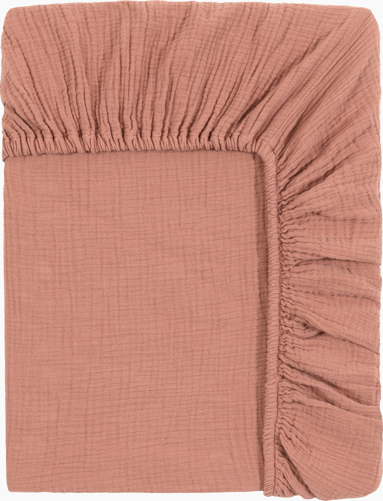 Draps Housse 100% Gaze De Coton - Rose