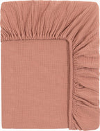 Draps Housse 100% Gaze De Coton - Rose