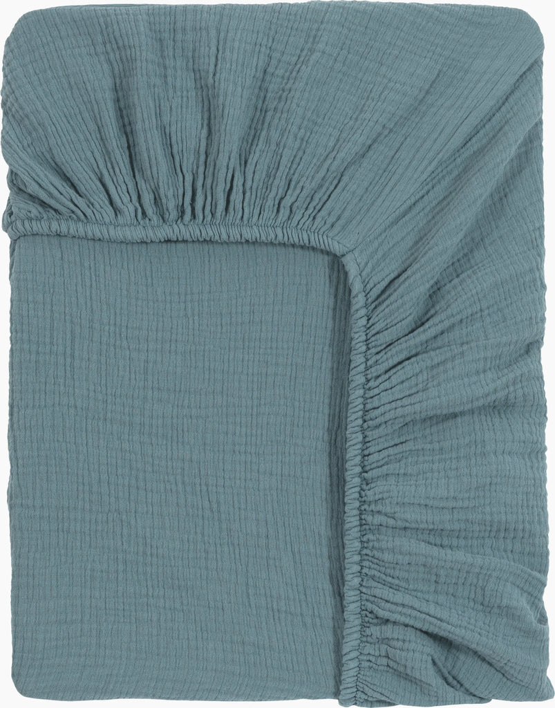 Draps Housse 100% Gaze De Coton - Bleu