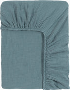 Draps Housse 100% Gaze De Coton - Bleu