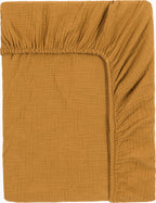 Draps Housse 100% Gaze De Coton - Moutarde