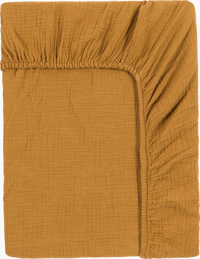 Draps Housse 100% Gaze De Coton - Moutarde