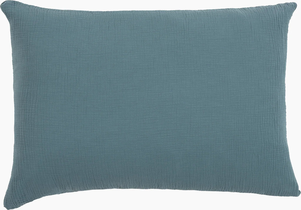 Taies D'Oreiller 100% Gaze De Coton - Bleu