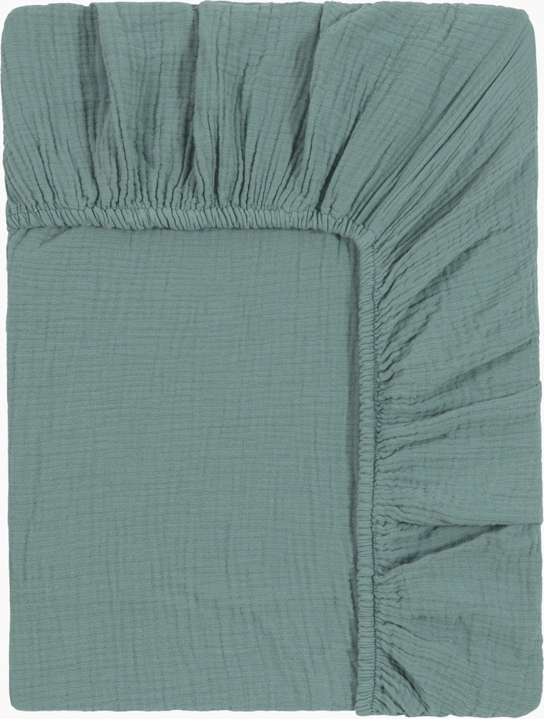 Draps Housse 100% Gaze De Coton - Turquoise
