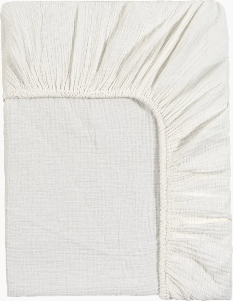 Draps Housse 100% Gaze De Coton - Blanc