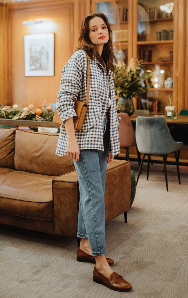 Veste Gina Carreaux Marine
