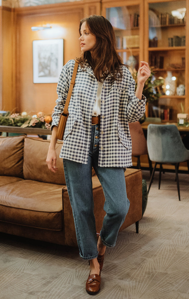 Veste Gina Carreaux Marine