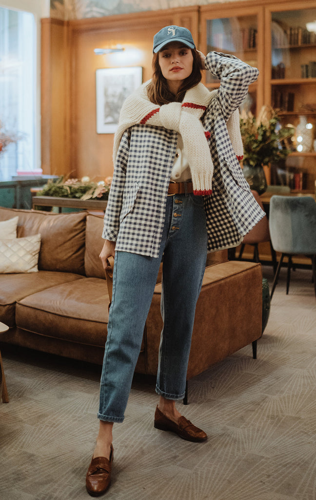 Veste Gina Carreaux Marine