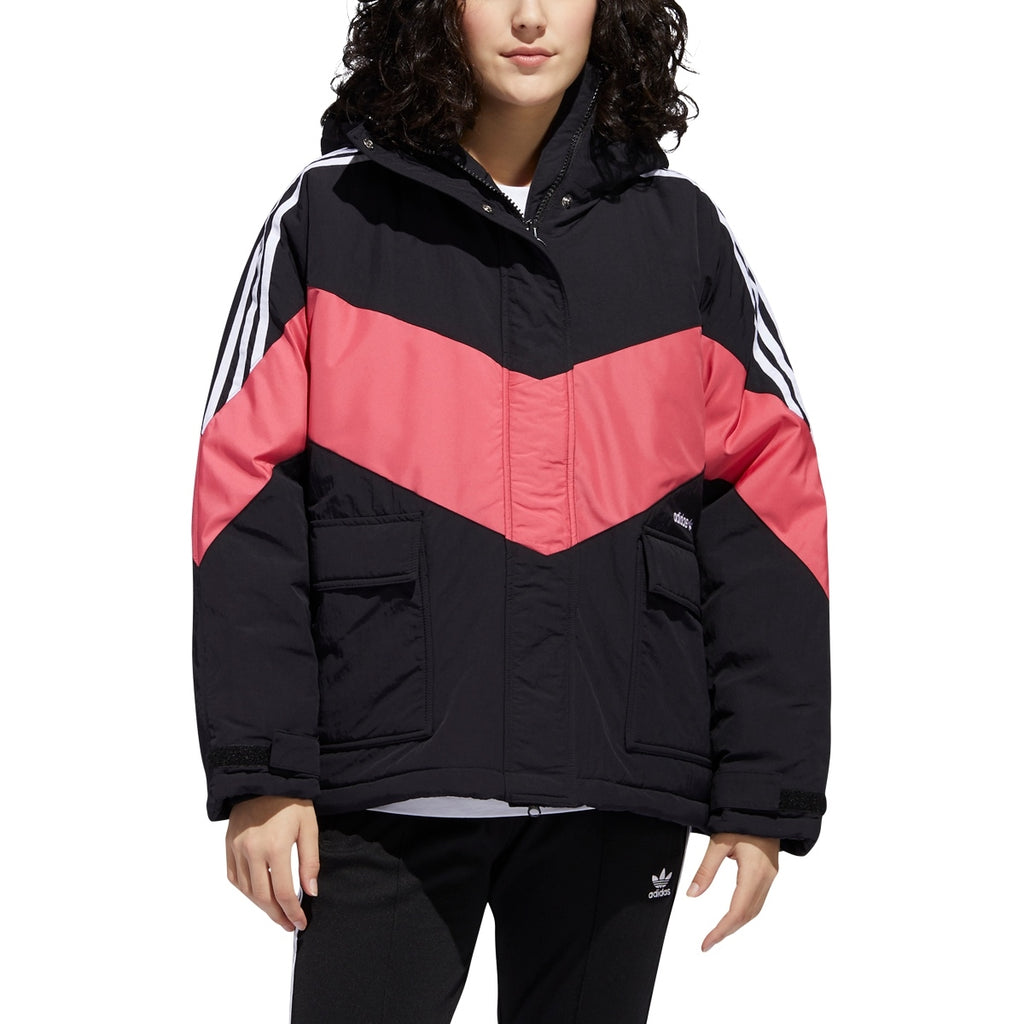 Adidas - Veste À Capuche Iconic Winter J Noir Et Vieux Rose - Femme