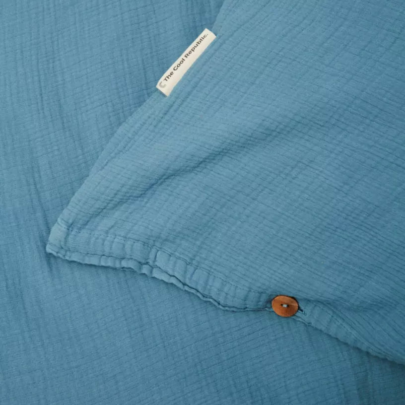 Housses De Couette 100% Gaze De Coton - Bleu