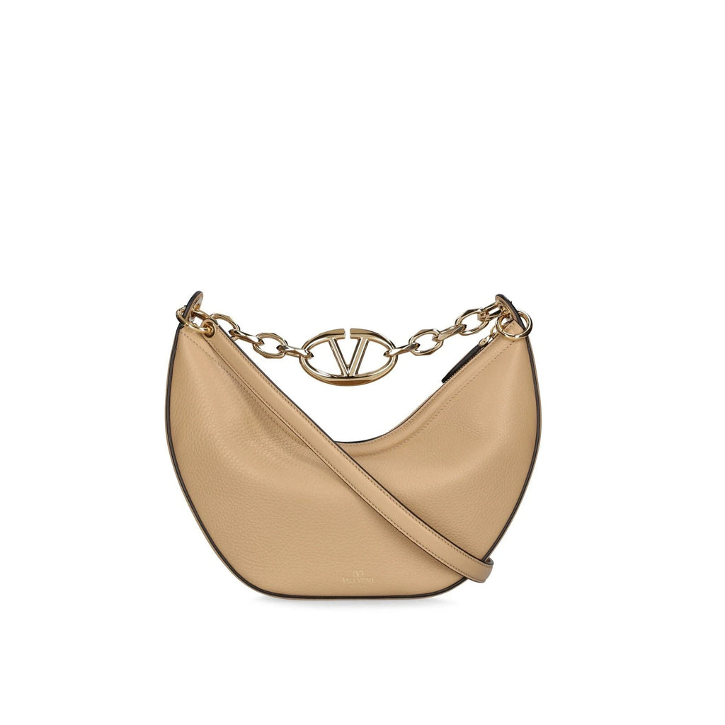 Valentino Garavani Gate V-Logo Leather Bag - Beige - Femme