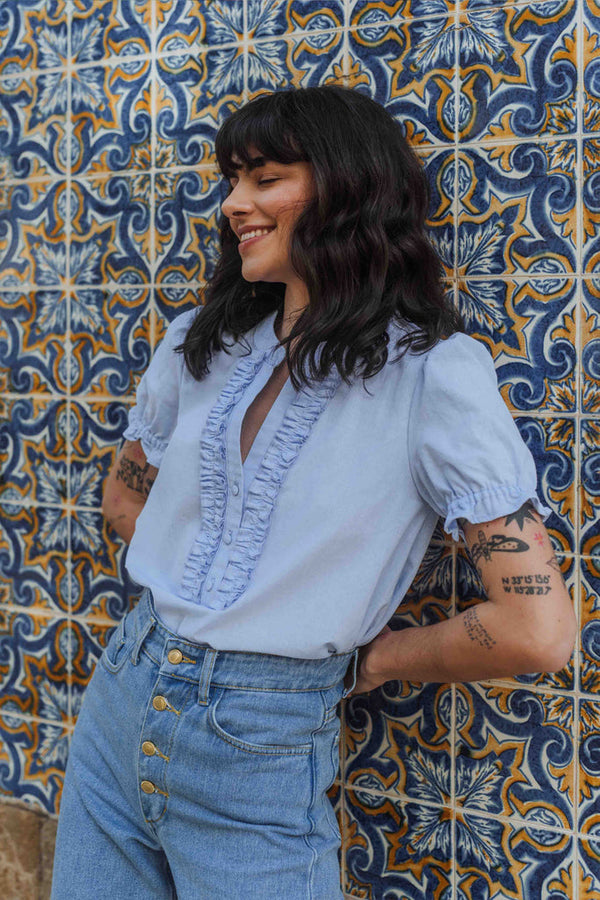 Blouse Leila Chambray Bleu