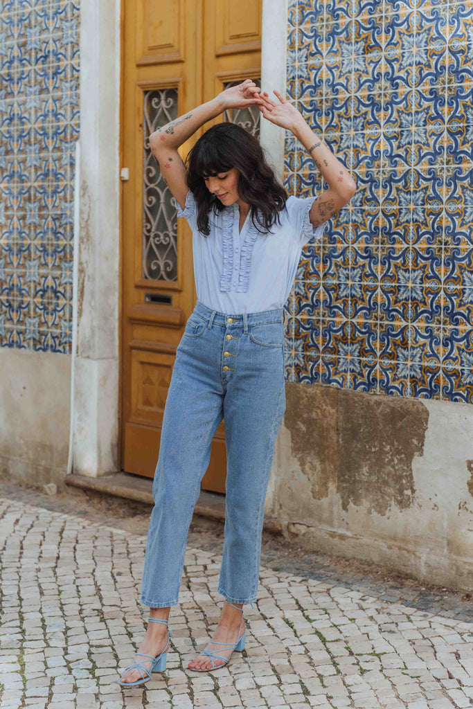Blouse Leila Chambray Bleu