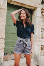 Blouse Leila Noir Coton