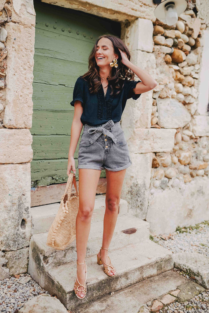 Blouse Leila Noir Coton